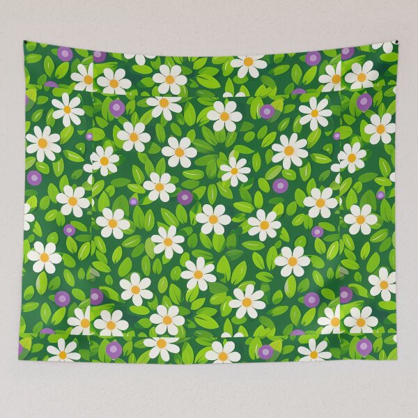 Item preview, Circular Daisy Flower Wreath - Lush Green Botanical Floral Art Print designed and sold by DesignArtist.ia.