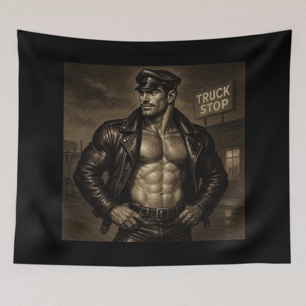 Item preview, Vintage Gay Leather Truck Stop Daddy Defiant Currency Tom of Finland Tribute Gay Pride Graphic Design designed and sold by ItsAKinkThing.