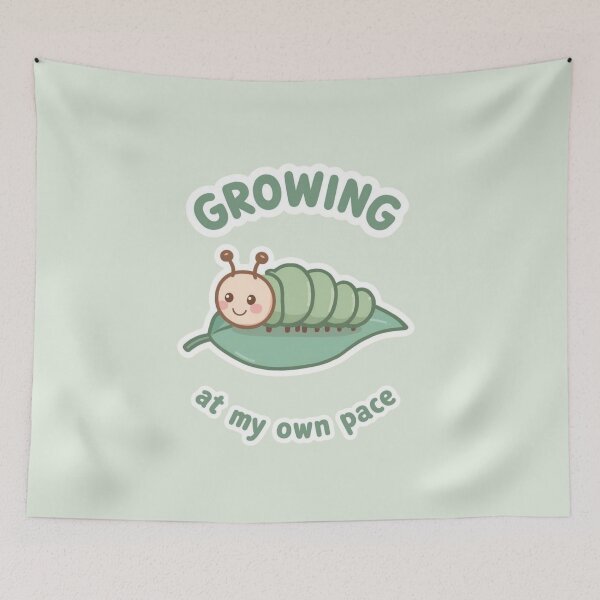 Item preview, Growing At My Own Pace - Cute Caterpillar Aesthetic designed and sold by VeroChaos.