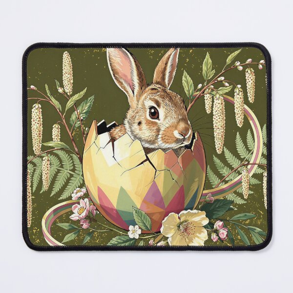 Item preview, Easter Bunny in Egg on Olive Green Background designed and sold by M-Y-A-R-T-.