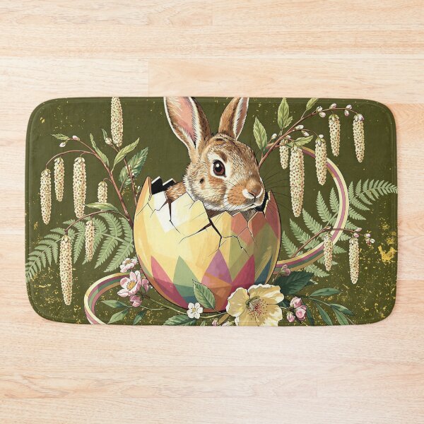 Item preview, Easter Bunny in Egg on Olive Green Background designed and sold by M-Y-A-R-T-.
