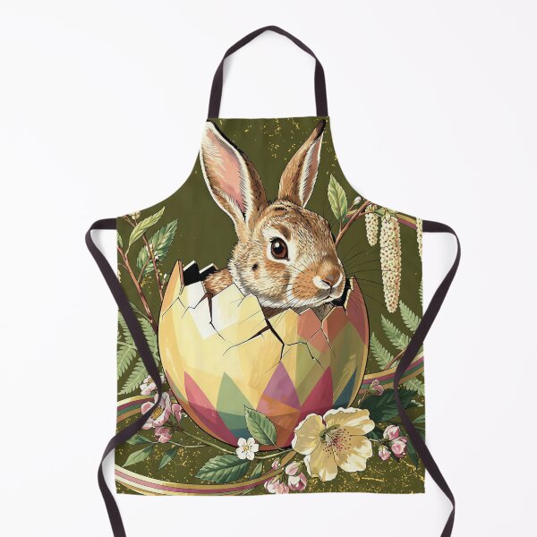 Item preview, Easter Bunny in Egg on Olive Green Background designed and sold by M-Y-A-R-T-.