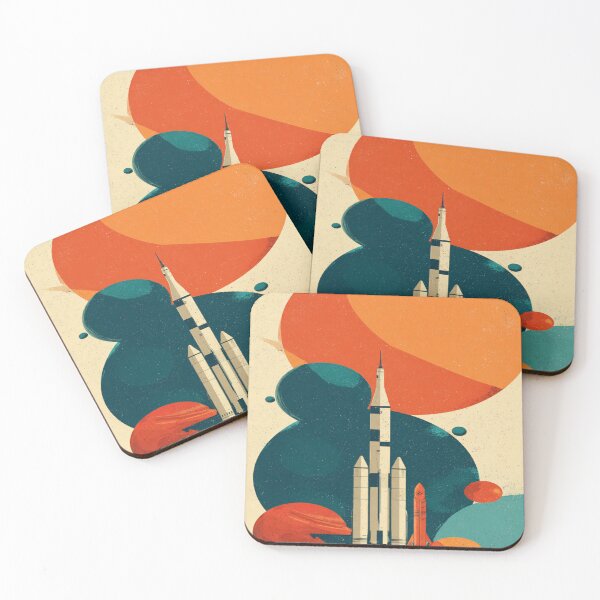 Item preview, Retro Space Rocket Launch Planet Art designed and sold by NicolasGlowArt.