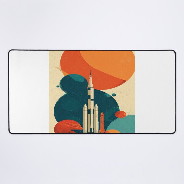 Item preview, Retro Space Rocket Launch Planet Art designed and sold by NicolasGlowArt.