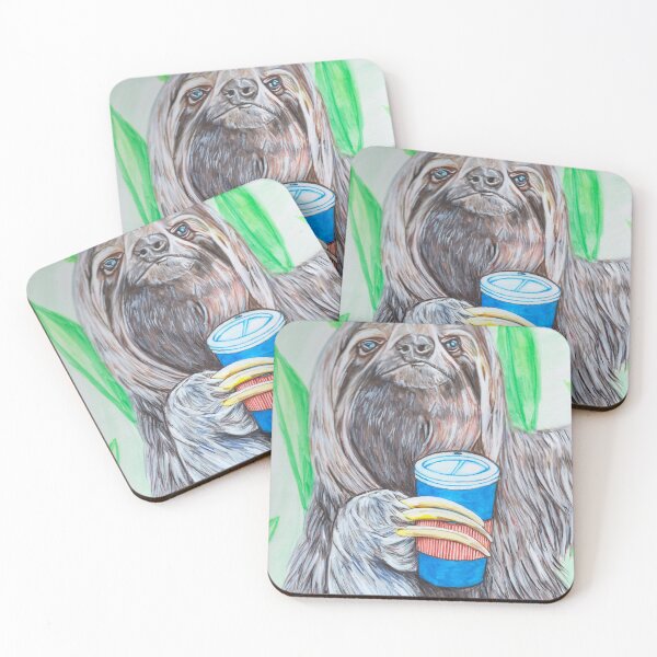 Item preview, Sloth with a coffee designed and sold by Kris's Animal Art .