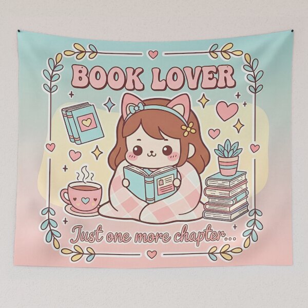 Item preview, Kawaii Book Lover Girl - Just One More Chapter Illustration designed and sold by Good Vibes .