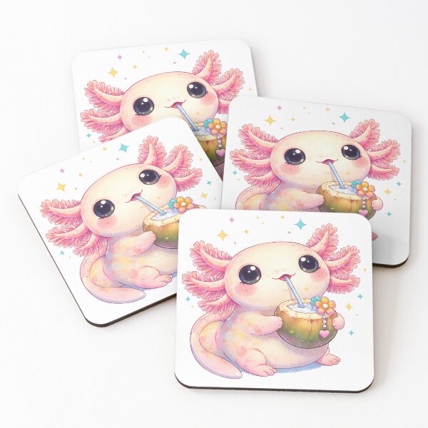 Item preview, Cute Axolotl Drinking Coconut – Kawaii Axolotl Art, Pastel Animal Illustration, Cute Sea Creature Design, Whimsical Cartoon designed and sold by SJKGRAPHICS.