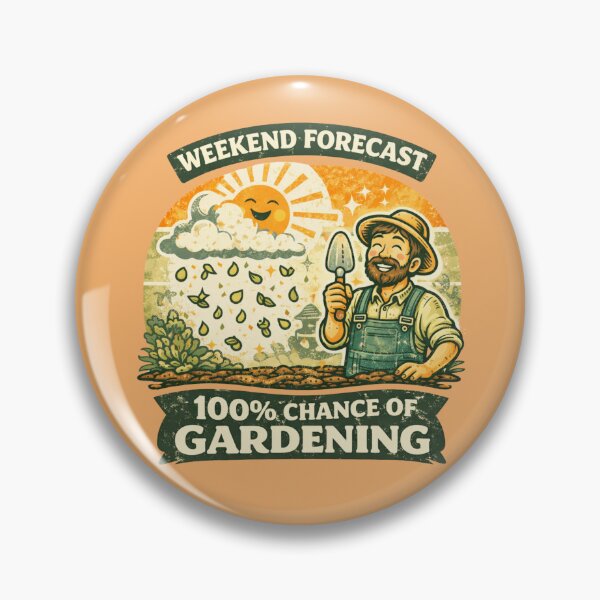 Item preview, Weekend Forecast 100% Chance of Gardening Funny Retro designed and sold by VeroChaos.