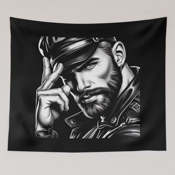 Item preview, Gay Leather Daddy Gaze Defiant Currency Tom of Finland Tribute Gay Pride Graphic Design designed and sold by ItsAKinkThing.