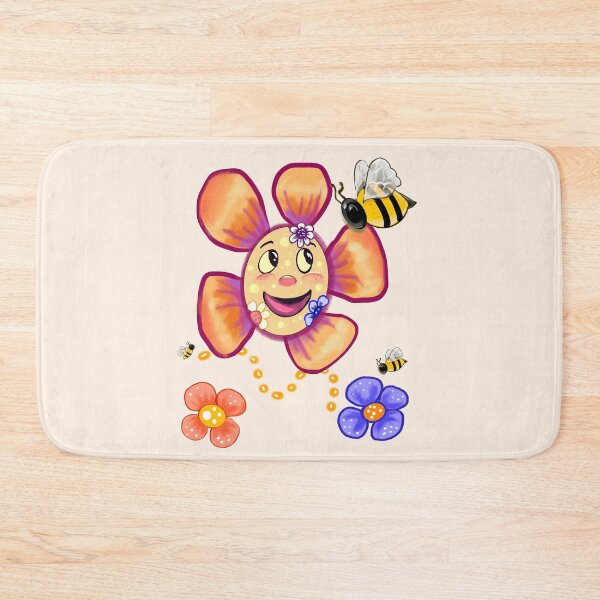 Item preview, Vintage Retro Smiley Flower & Happy Bees – 70s Floral Good Vibes Design designed and sold by Artonmytee.