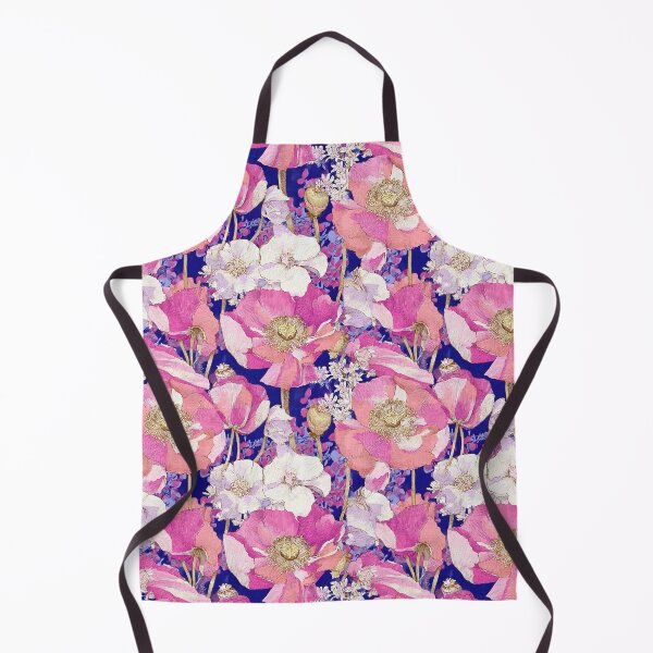 Item preview, Preppy Grandmillennial pink poppy flowers on blue  designed and sold by SophieClimaArt.
