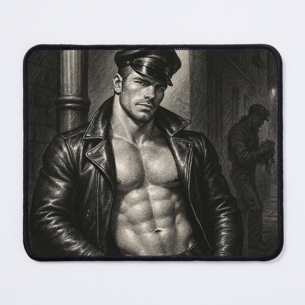 Item preview, Vintage Gay Leather Daddy In The Shadows Defiant Currency Tom of Finland Tribute Gay Pride Graphic Design designed and sold by ItsAKinkThing.