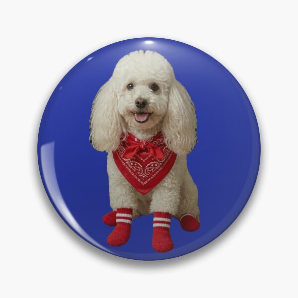 Item preview, White Happy Poodle with red outfit details designed and sold by HilDesign.