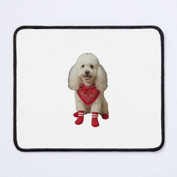 Item preview, White Happy Poodle with red outfit details designed and sold by HilDesign.