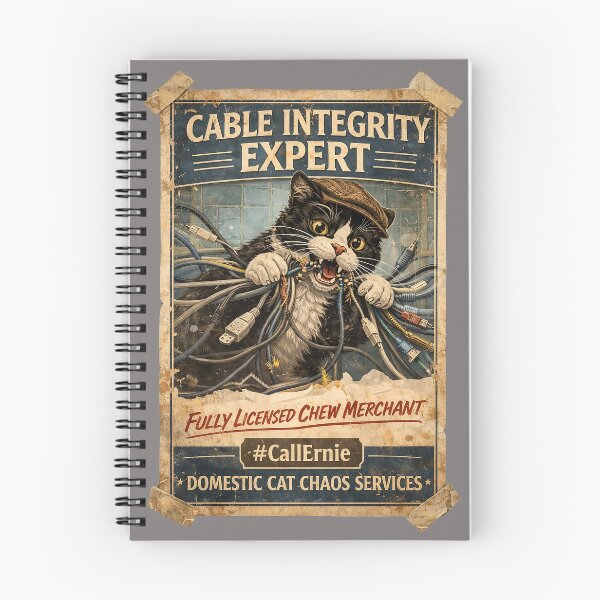 Item preview, Cable Integrity Expert - Domestic Cat Chaos - Funny Cat Shirt/Tech Humour Gift/Cat Chewing Wires designed and sold by Halejo68.