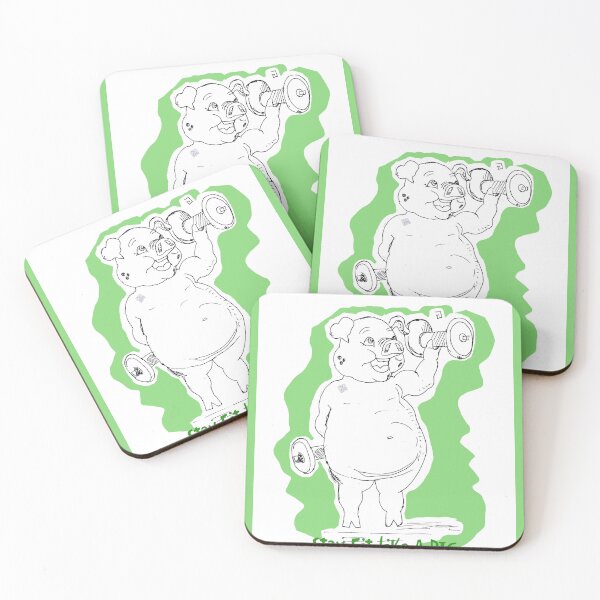 Item preview, Stay Fit Like A Pig (drawing by ACCI)  Dumbbells designed and sold by VanyssaGraphics.