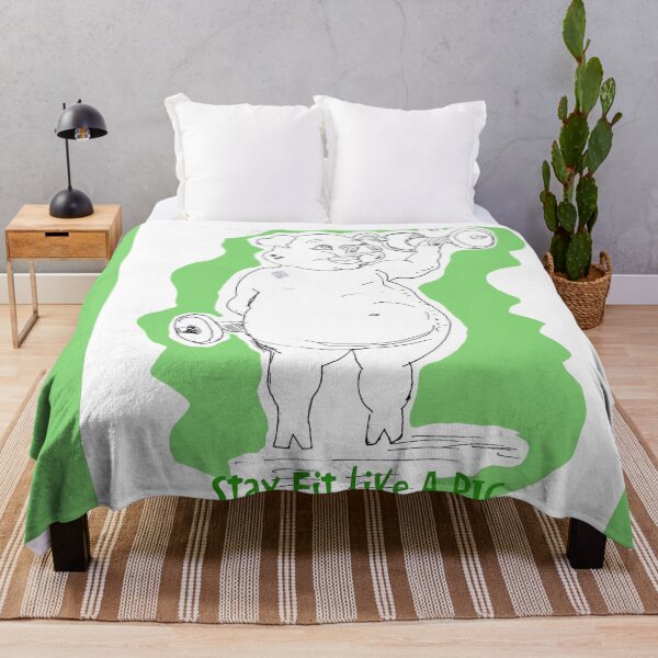 Item preview, Stay Fit Like A Pig (drawing by ACCI)  Dumbbells designed and sold by VanyssaGraphics.