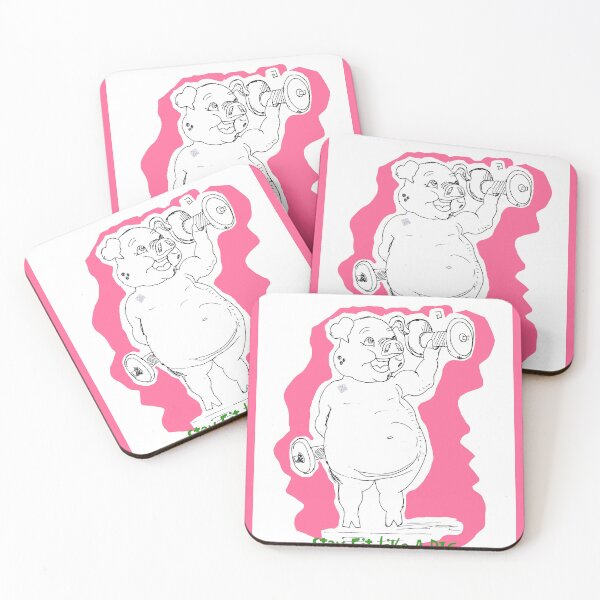 Item preview, Stay Fit Like A Pig (drawing by ACCI)  Dumbbells designed and sold by VanyssaGraphics.