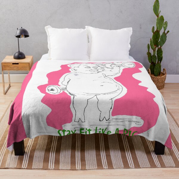 Item preview, Stay Fit Like A Pig (drawing by ACCI)  Dumbbells designed and sold by VanyssaGraphics.