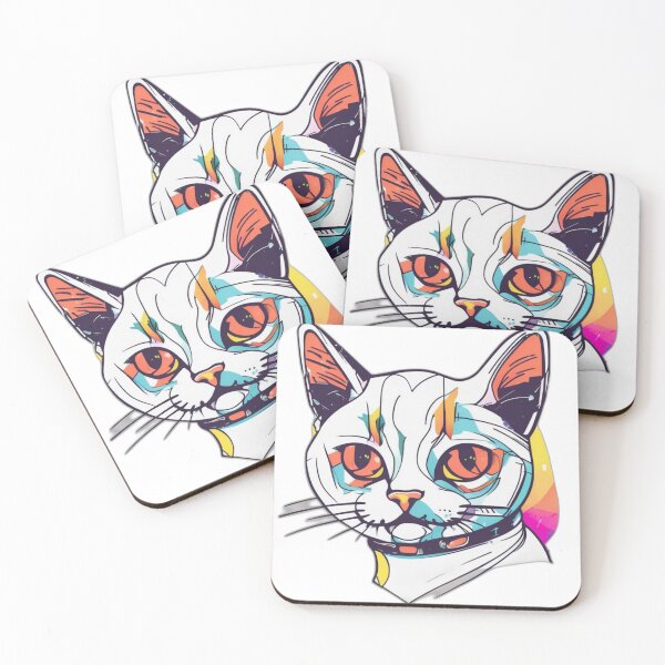 Item preview, Colorful Abstract Cat Face – Modern Artistic Cat Illustration designed and sold by Bad7Wear.