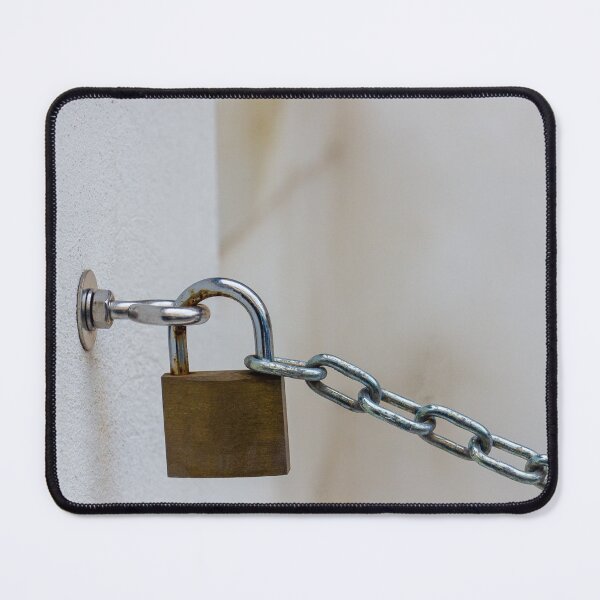 Item preview, Close-Up of a Padlock Securing a Chain to a Wall Hook designed and sold by Nmallia.