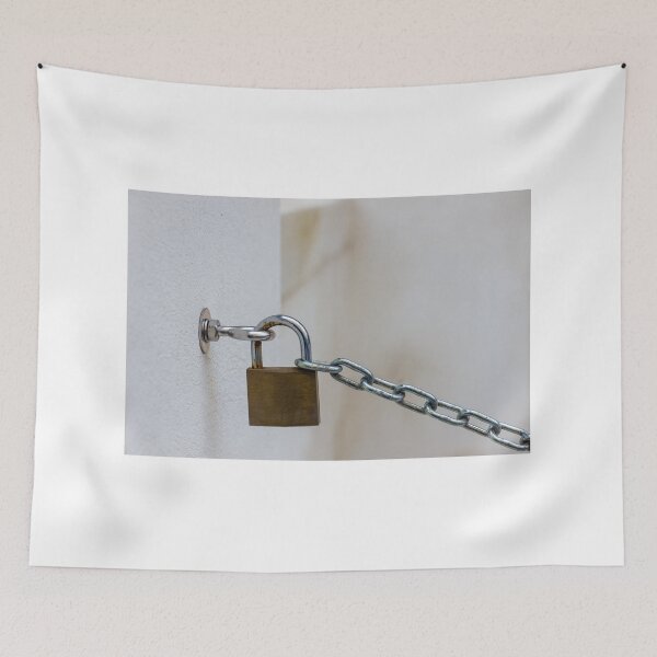 Item preview, Close-Up of a Padlock Securing a Chain to a Wall Hook designed and sold by Nmallia.
