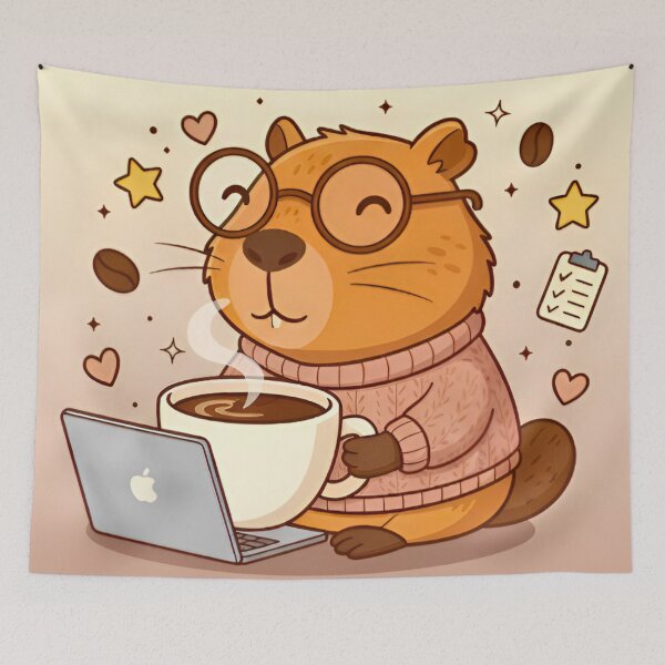 Item preview, Funny Otter Coffee Lover - Fueling the Hustle Work Illustration designed and sold by Good Vibes .