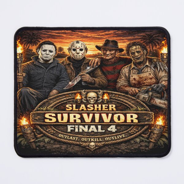 Item preview, Slasher Survivor Final 4 Horror Parody Funny Reality Show Shirt designed and sold by GhostDawgs.