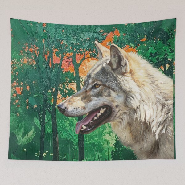 Item preview, Witchy Wolf Art: Emerald Green Forest Spirit Animal designed and sold by chihuahuashower.
