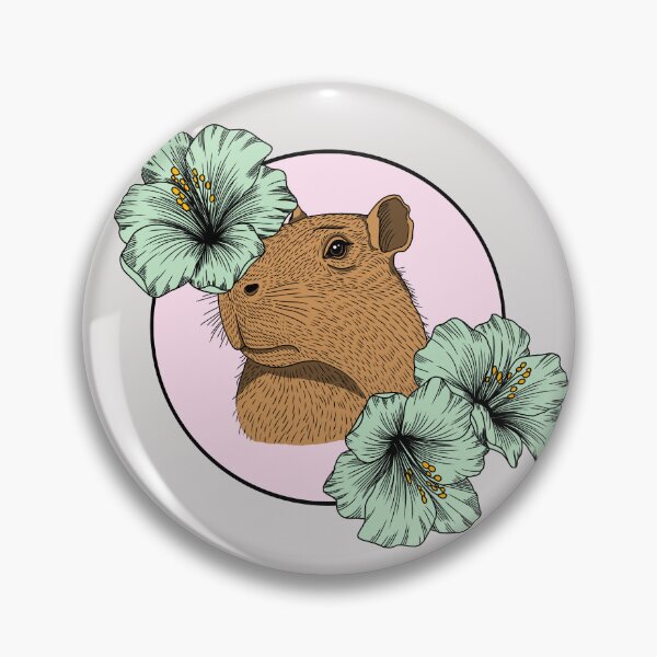 Item preview, Minimalistic capybara with flowers designed and sold by Pamelarts.