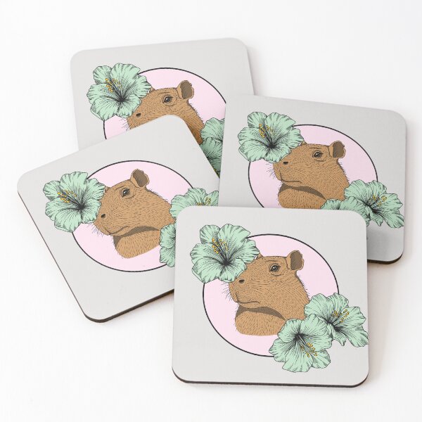 Item preview, Minimalistic capybara with flowers designed and sold by Pamelarts.