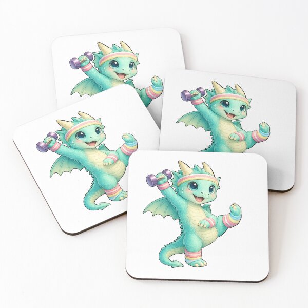 Item preview, Cute Oldies Fitness Dragon Lifting Weights designed and sold by Hatchling Hollow.