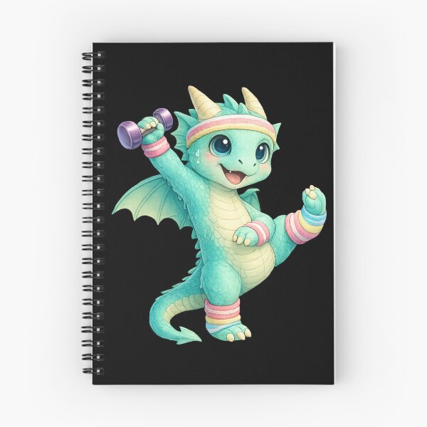 Item preview, Cute Oldies Fitness Dragon Lifting Weights designed and sold by Hatchling Hollow.