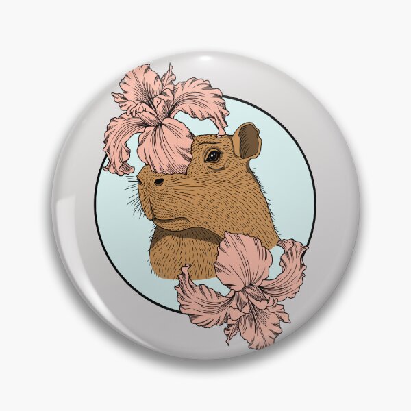 Item preview, Minimalistic capybara with flowers designed and sold by Pamelarts.