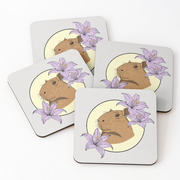 Item preview, Minimalistic capybara with flowers designed and sold by Pamelarts.