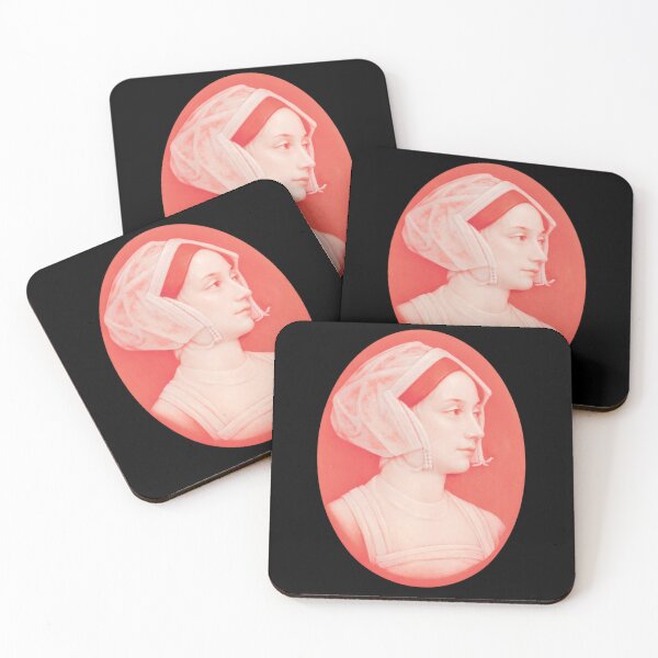 Item preview, Anne Boleyn Cameo: Modern Tudor Queen Portrait in Coral Pink designed and sold by chihuahuashower.