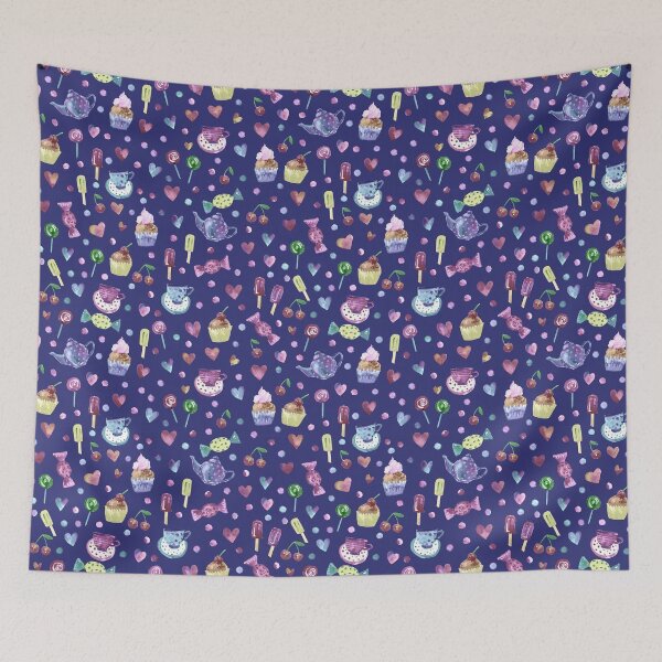 Item preview, Spring pattern with sweets and hearts on dark designed and sold by bokasin.