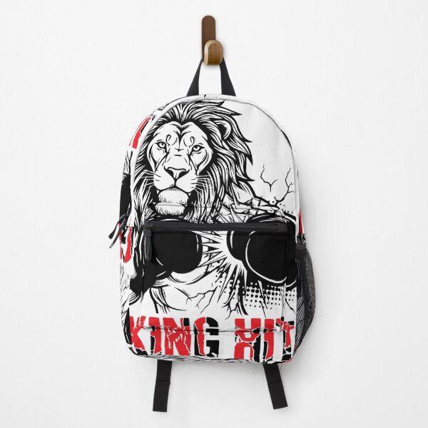 Item preview, A lion wearing boxing gloves throwing a punch, built from thick and thin black lines with white line accents for the face and mane designed and sold by Dejbar.