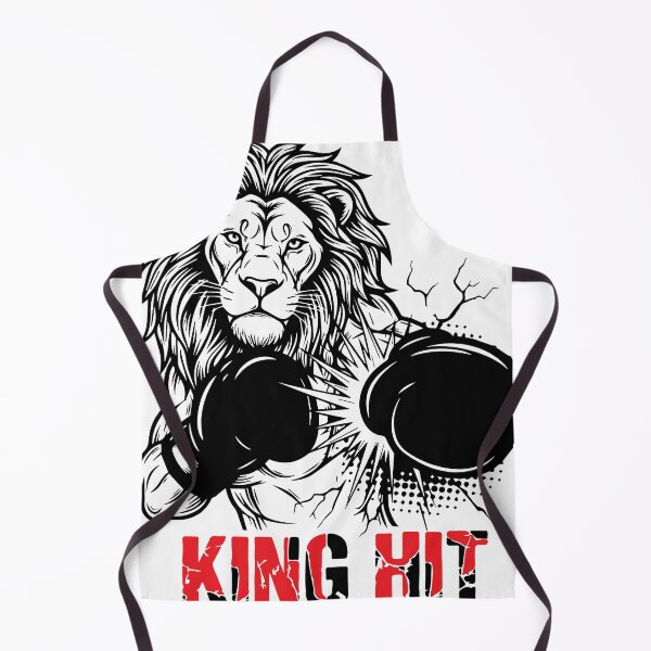 Item preview, A lion wearing boxing gloves throwing a punch, built from thick and thin black lines with white line accents for the face and mane designed and sold by Dejbar.