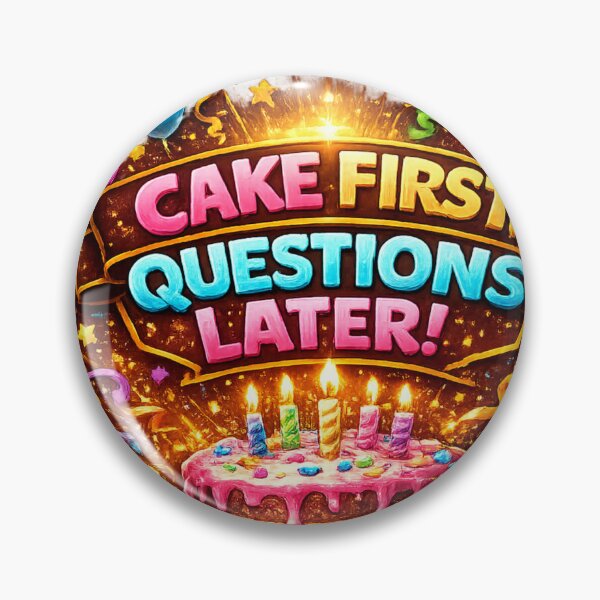 Item preview, Cake First Questions Later Funny Birthday Party Design designed and sold by CLOUTKULT.