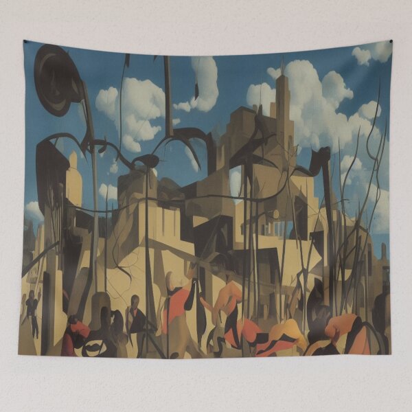 Item preview, Surreal Abstract Cityscape with Dynamic Figures and Modern Artistic Energy designed and sold by FotoworldEdel.