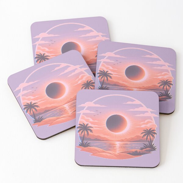 Item preview, Sunset with eclipse, aesthetic design with soft colors designed and sold by Moonshroomarts.