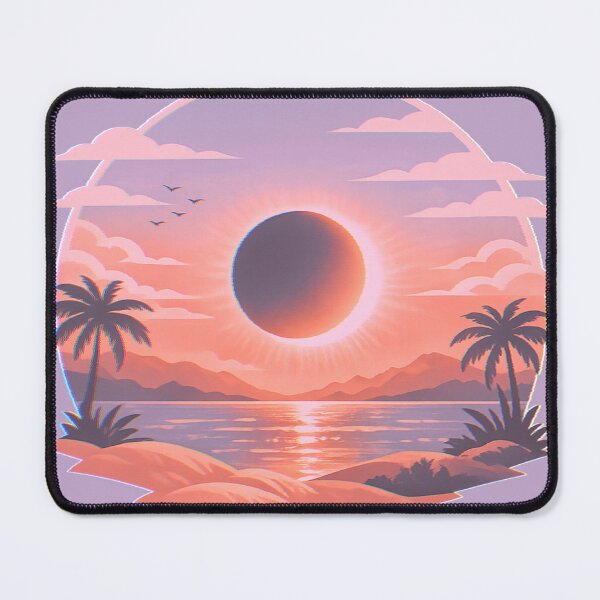 Item preview, Sunset with eclipse, aesthetic design with soft colors designed and sold by Moonshroomarts.