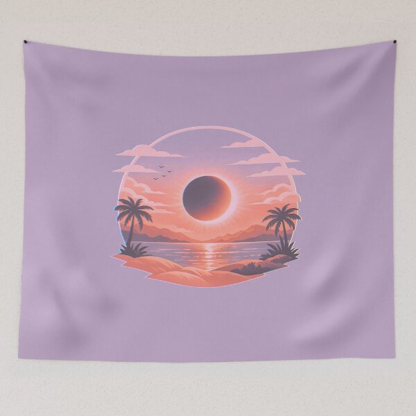 Item preview, Sunset with eclipse, aesthetic design with soft colors designed and sold by Moonshroomarts.
