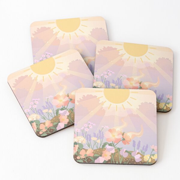 Item preview, Dreamy Pastel Flower Garden at Sunrise - Aesthetic Floral Illustration designed and sold by MCV-Designs.