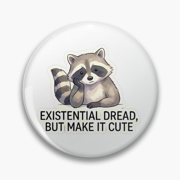 Item preview, Cute Raccoon Existential Dread Sticker – Sad but Cute Relatable Anxiety Design designed and sold by M.O.K..
