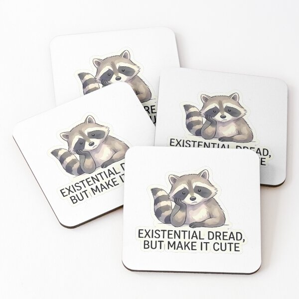 Item preview, Cute Raccoon Existential Dread Sticker – Sad but Cute Relatable Anxiety Design designed and sold by M.O.K..