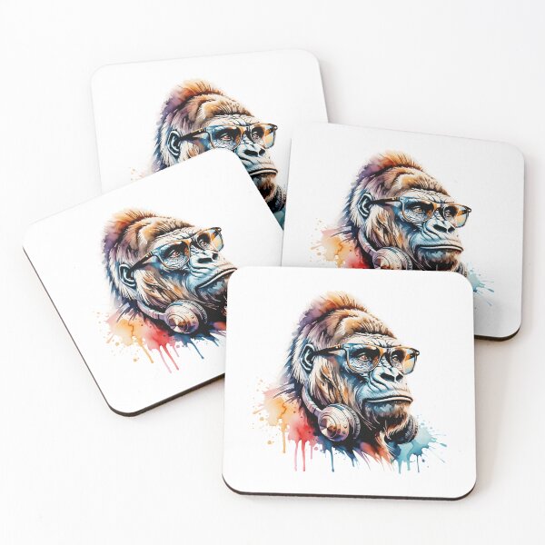 Item preview, Cool Gorilla with Glasses and Headphones – Colorful Street Art Design designed and sold by ArcticFoxStudio.