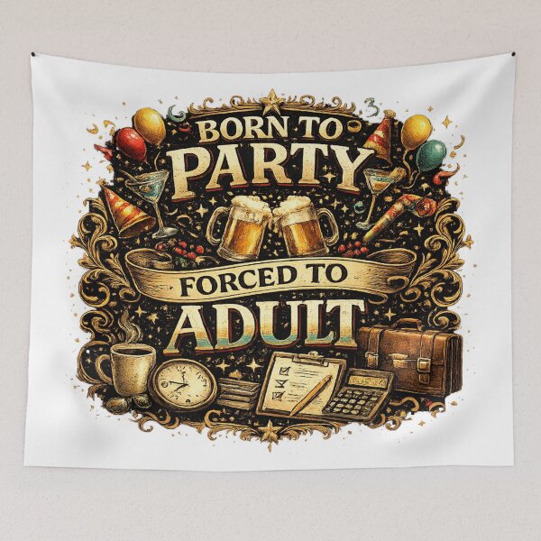Item preview, Born to Party Forced to Adult Funny Party Quote designed and sold by CLOUTKULT.