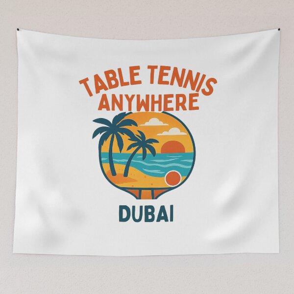Item preview, Dubai UAE Table Tennis Gift Sunset Retro Beach Ping Pong Paddle T-Shirt designed and sold by OhMyPingCo.